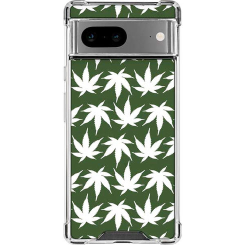 Marijuana Leaf White Pattern Google Pixel 8 Clear Case